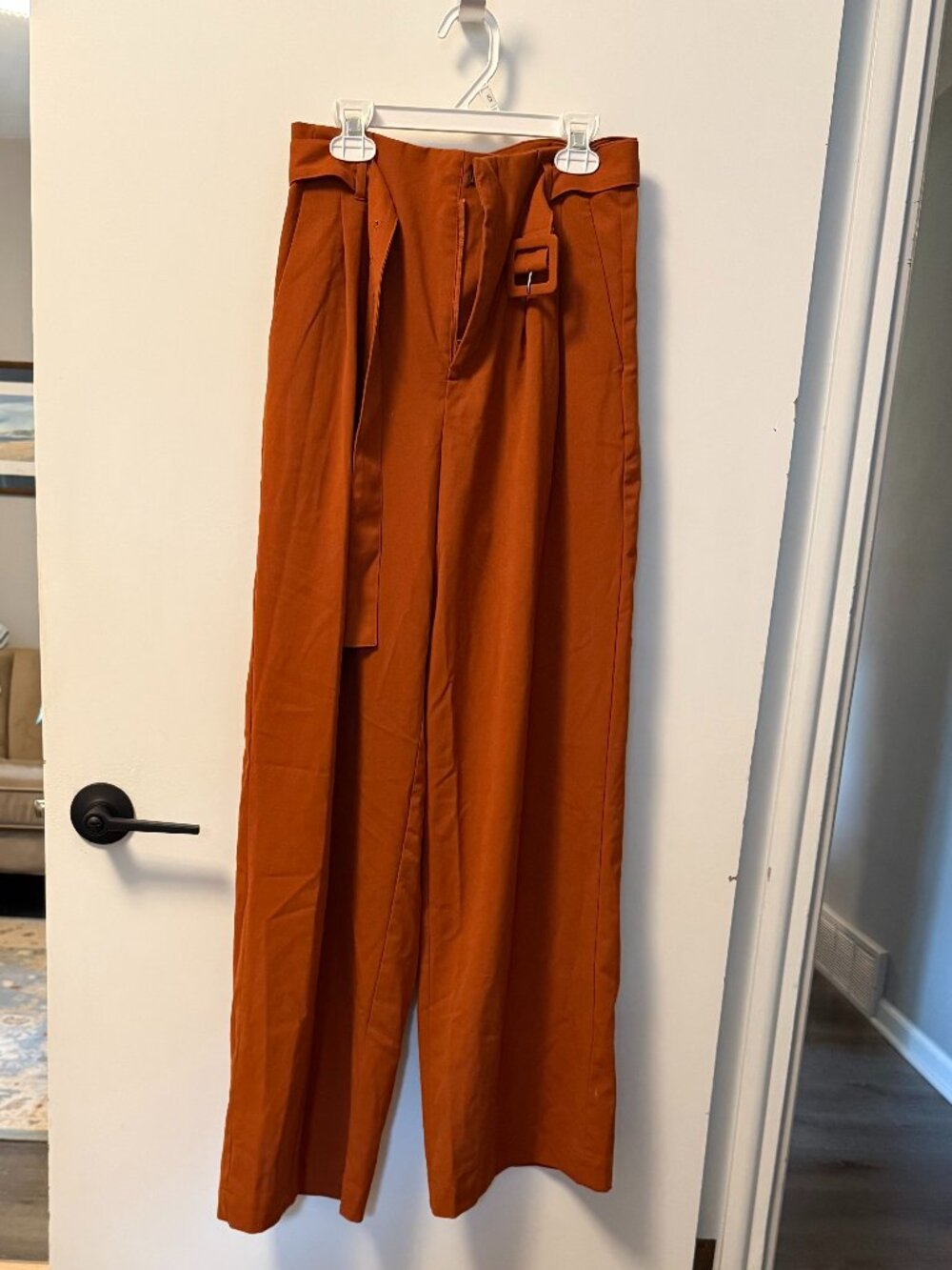 A New Day Rust Wide Leg Belted Pants Size 4